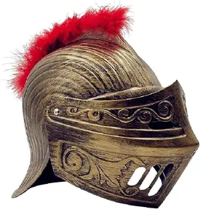 Средневековый рыцарь солдат воин костюм шлем с красным пером и складной маска шлем
