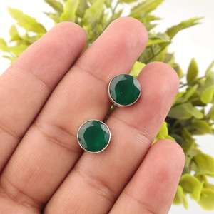 Green Onyx Gemstone Drop <b>Dangle</b> <b>Earrings</b> 925 Sterling Silver Indian Jewelry Handmade Traditional Gift for Her - Product Image 2