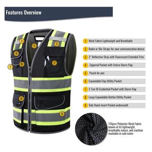 Nuevo Chaleco de trabajo de seguridad reflectante unisex con cierre de cremallera multibolsillos impermeable para uso al aire libre e industrial - Product Image 4