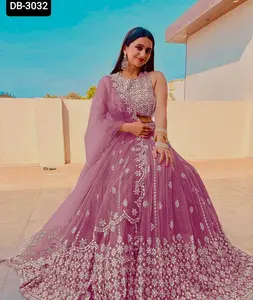 Desain Gaya Penampilan Kaya Berat Baru Georgette Lehenga Choli dengan Karya Urutan Bordir Lehenga dengan Georgette Dupatta Mewah