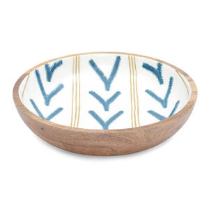 Autocollant de bol rond en bois de conception fantaisie émaillé et couleur naturelle bol de service de couleur de flou de ciel et bol décoratif - Product Image 2