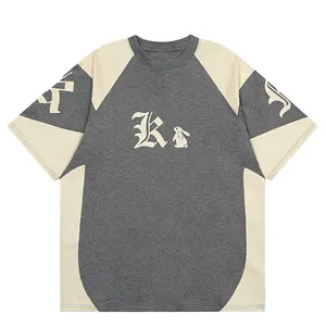 Camisetas masculinas 100% algodão manga raglan duas cores esportivas casuais com estampa personalizada atacado
