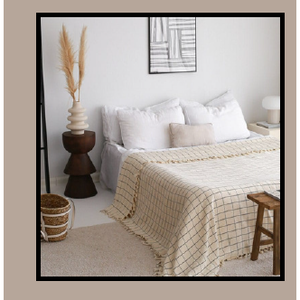 Cubrecama a Cuadros 100% Algodón Natural, Manta Ligera Tejida, 130x180cm, Mantas para Cama Pike - Product Image 3