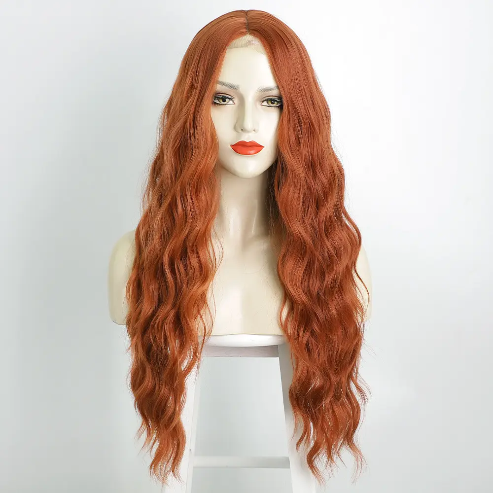 Оптовая продажа, Длинные Синтетические парики, оптовая продажа, готовые к отправке, красный, коричневый, рыжий, светлый, термостойкий женский парик для косплея