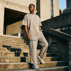 Pantalons larges à jambes larges pour hommes, en polyester/coton technique, jogging de sport, broderie dorée personnalisée, streetwear Y2K, haut de gamme - Product Image 2