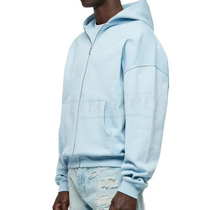Personnalisable 300 Gsm Coton Cropped Hooded Sweatshirt pour Hommes Oversized Zip Heavyweight Hoodie - Product Image 2