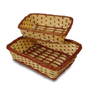 Two-Tone <b>Bamboo</b> Rectangular Storage Baskets Woven Technique for Kitchen Use - Product Image 1