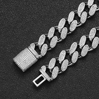 Pulsera Cubana de 12mm, Cadena Cubana, Latón con Micro Pavé de Circonitas, Estilo Iced Out, Pulsera Hip Hop, Joyería para Hombre, Venta al por Mayor