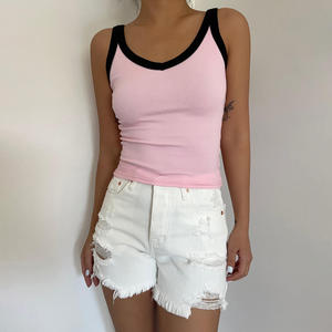 Venta al por mayor de alta calidad de algodón camiseta sin mangas de las mujeres nuevo estilo personalizado logotipo camiseta sin mangas camisetas sin mangas para mujer - Product Image 4