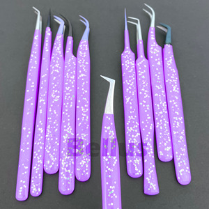 Vente en gros de pinces à cils étincelantes Outils à pointe en fibre de volume et d'isolation Pinces d'extension de cils en acier inoxydable avec logo personnalisé - Product Image 6