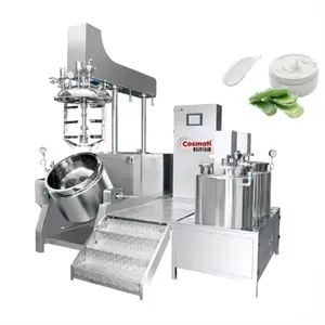 High quality cosmetic cream paste lotion vacuum homogenizing emulsifying mixer tank with SIEMENS motor hydraulic lifting system