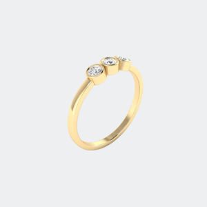 Bague trilogie minimaliste en or 14 carats avec trois diamants de 0,20 carat, couleur D, cultivés en laboratoire, sertis clos, pour femme, empilable - Product Image 3