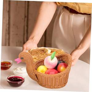 Cesta tejida hecha a mano, organizador de espacio interior con mimbre de imitación para decoración del hogar, almacenamiento de aperitivos hecho de bambú de mimbre - Product Image 4