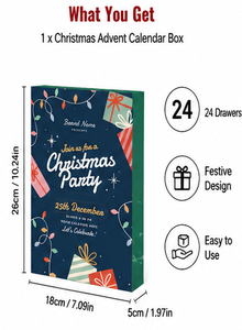 Wholesale 24 Drawer <b>Christmas</b> Advent Calendar <b>Box</b> Book Shape Green Rigid Cardboard Empty Mystery Blind <b>Box</b> for Surprise Gift - Product Image 6
