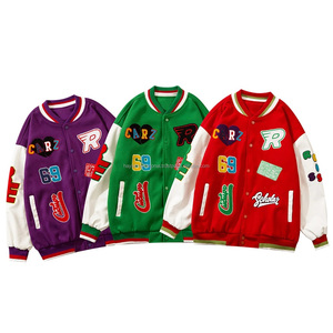 Nouvelle veste universitaire tendance à la vente chaude, broderie en chenille personnalisée, couleurs vibrantes, corps en laine, manches en cuir, design tendance, écologique - Product Image 6