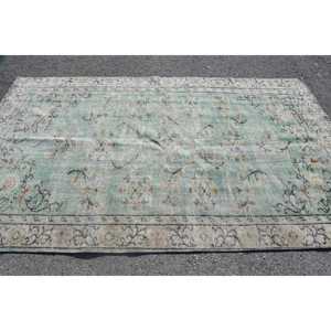 พรมวินเทจตุรกี ขนาด 5.2x8.7 ฟุต ลายตารางสีเขียว - Product Image 3