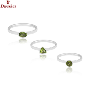 Top selling classic 925 sterling silver natural quartz green gemstone stackable birthstone rings - Product Image 4