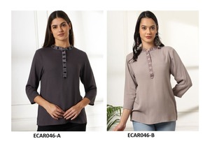 Breezy léger coton fleuri rayonne Kurti pour femmes été confort haut ethnique pour vêtements de jour teint uni Indo Western mode - Product Image 6