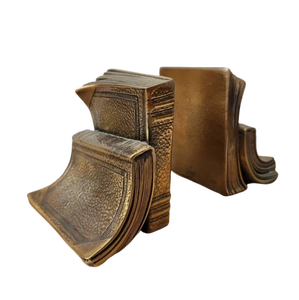 Par de sujetalibros de latón, sujetalibros de libros apilados de latón pesado - Product Image 1