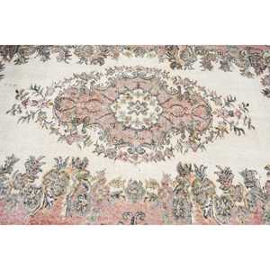 Vintage Rug, 6.1x8.9 ft Turkish Rug, <b>Brown</b> Abstract <b>Wool</b> Rug - Product Image 5