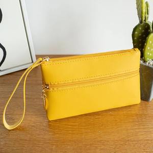 Bolso de mano de cuero PU de moda personalizado portátil con doble cremallera de color sólido, bolso de mano al por mayor, regalo para mujer, monederos - Product Image 3