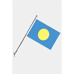 Juego de Asta de Bandera Telescópica para Montar en la Pared de Palau con Banderas de Poliéster Impresas Digitalmente - Product Image 1