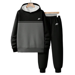 Conjuntos Deportivos de Sudadera con Capucha y Pantalones Jogger para Hombre, Personalizados, al por Mayor, de Dos Tonos, de Felpa, Ropa Deportiva, Fabricante de Marca Privada OEM, B2B - Product Image 2