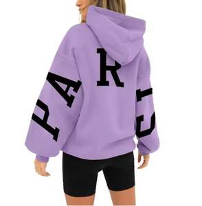 Sudadera con capucha de manga larga con estampado de moda de alta calidad para mujer, sudadera con logotipo personalizado, sudaderas con capucha de gran tamaño de lana, ropa de calle para mujer - Product Image 3