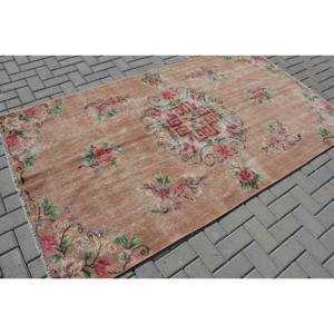 Vintage Turkish <b>Rug</b> Classic Beige 4.4 X 7.8 ft Patchwork Design Wool with Latex Backing for Living Room or Teen's <b>Bedroom</b> - Product Image 2