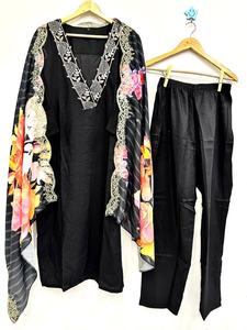 TRENDING GEORGETTE BORDADO LACKNOWI BATA DE TRABAJO CON DUPATTA BLANCO - Product Image 3