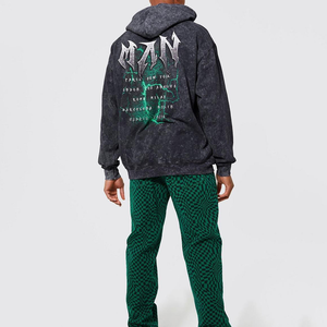 Sudadera con capucha básica lavada con ácido de mezcla de algodón para hombre Sudadera lavada con piedra vintage ODM Winter Essentials - Product Image 3