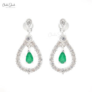 2025 Meilleures ventes Boucles d'oreilles en argent sterling 925 émeraude Boucles d'oreilles Halo en zircone cubique ronde de 2mm Parfait pour le style de tous les jours - Product Image 2