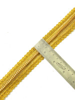 Dentelle indienne en crochet brodée de sequins dorés, garniture soluble dans l'eau, métallique, pour vêtements religieux, chaussures, sacs, qualité A, 19,5 mm