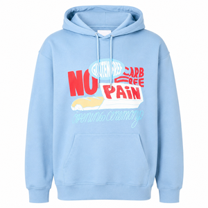 เสื้อฮู้ดผู้ชายสีฟ้าอ่อนทรงโอเวอร์ไซส์ ผ้าฝ้าย 100% เฟรนช์เทอร์รี่ พิมพ์ลาย มีกระเป๋าหน้า สวมใส่สบาย ระบายอากาศได้ดี - Product Image 5