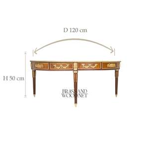 โต๊ะน้ำชาทรงกลมสุดหรูพร้อมท็อปไม้ลายละเอียดอ่อน ตกแต่งด้วยสีทองอย่างสง่างาม และดีไซน์สไตล์ยุโรปคลาสสิก - Product Image 5