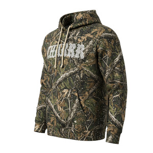 Sudadera con capucha de camuflaje de árbol Real de 400 gramos de peso pesado, ropa de calle personalizada con estampado Digital para hombres, capucha con cremallera frontal para - Product Image 5