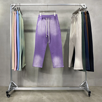 Pantalons décontractés pour hommes à bas prix et MOQ, pantalons baggy streetwear, pantalons à jambes larges délavés à l'acide, double ceinture, design personnalisé, pantalons de survêtement, joggers
