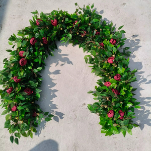 Arche de mariage de luxe en métal, fleurs de pivoine, cloche ghunghroo, verdure pliable, porte, escalier, décorations pour événements festifs et célébrations - Product Image 1