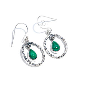 Nouvelle vente chaude femmes mode 925 solide en argent sterling Malachite pierres précieuses boucle d'oreille femmes boucles d'oreilles à la mode boucle d'oreille bijoux - Product Image 1