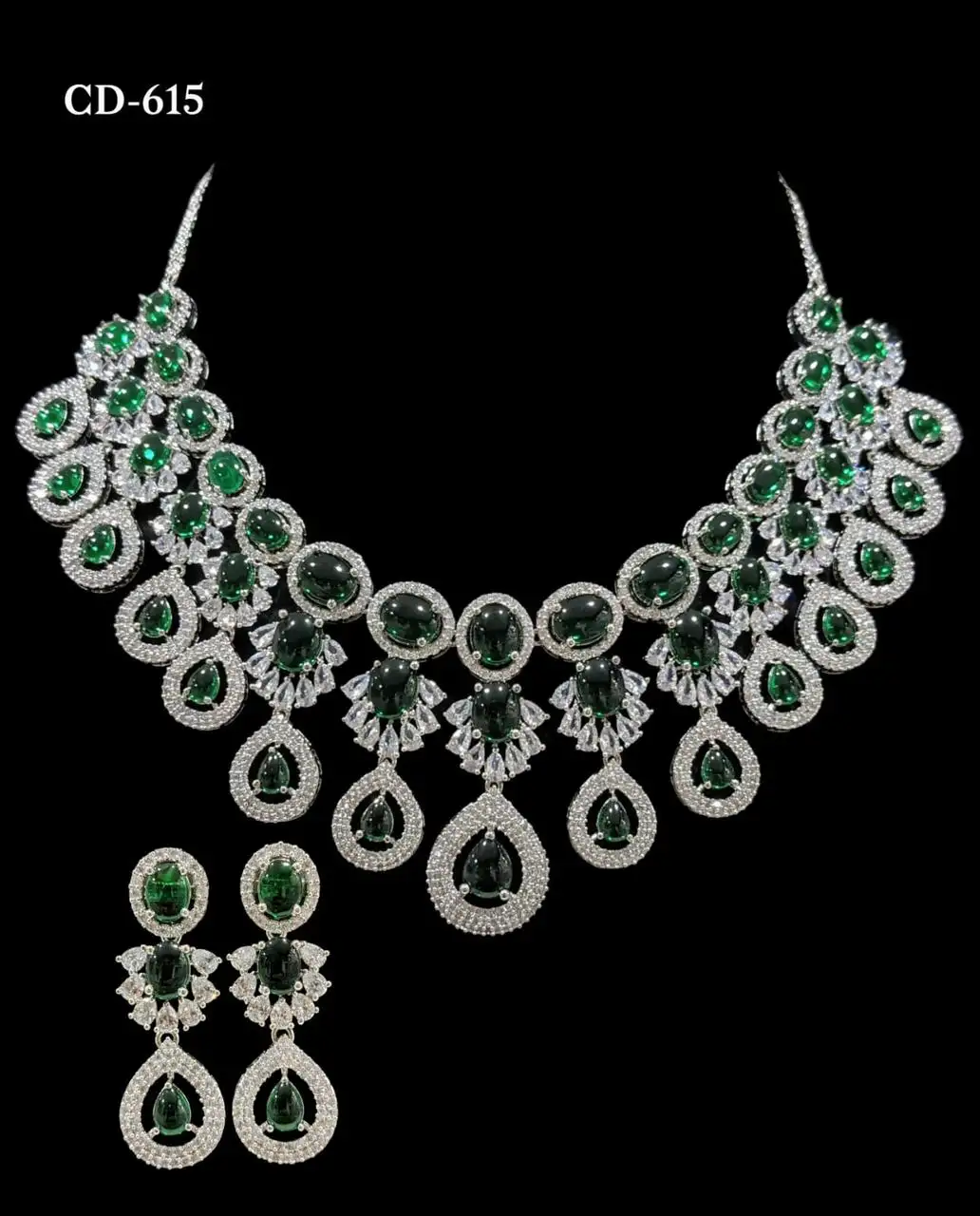 Geometric Design 4 Pcs Jewelry Set Dubai Luxury Trendy Jewellery Silver Plated Brass Jewelry