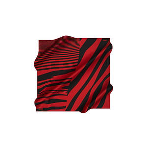 Luxury Long Satin <b>Scarf</b> with Custom Digital Printed Striped Design in <b>Red</b> and Black - Product Image 1