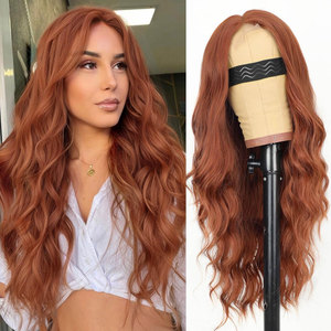 Peluca de encaje ondulado Rubio largo para mujer, pelo sintético, suave, cómoda, resistente al calor, fiesta diaria, aspecto Natural, jengibre - Product Image 1