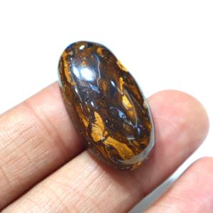 หินโอปอลโบลเดอร์โอปอลจากออสเตรเลียขนาด42.00กะรัตอัญมณีหลากไฟทรงหลังเบี้ยขนาด32X18X8มม. โอปอลโบลเดอร์สำหรับทำเครื่องประดับอัญมณี - Product Image 3