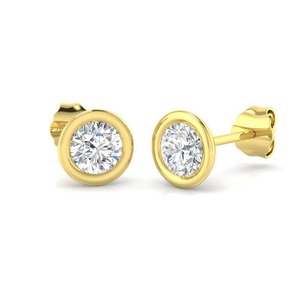 Deslumbrantes Pendientes de Diamantes con Corte Redondo y Engaste de Bisel, 0.30 Ct, Diamante Cultivado en Laboratorio en Platino, para Aniversario de Bodas - Product Image 3