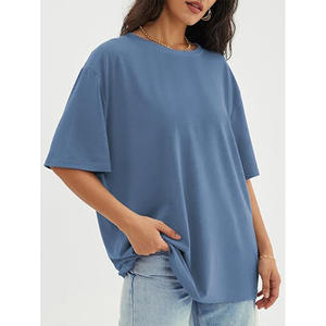 T-shirt ample à col rond imprimé, t-shirts graphiques surdimensionnés pour femmes - Product Image 1