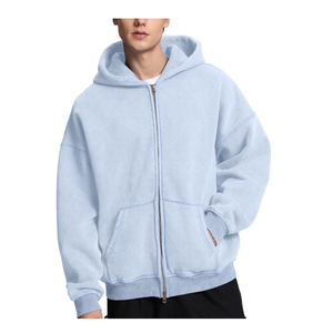 Sweats à capuche surdimensionnés à double fermeture éclair de haute qualité, unis, à épaules tombantes et avec cordon de serrage Sweats à capuche zippés et lourds - Product Image 3