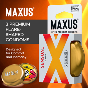 Condones MAXUS Sensual Flared Ultra Premium, paquete de <span class=keywords><strong>3</strong></span>, empaque de lujo dorado, creados en el Reino Unido - Product Image 2