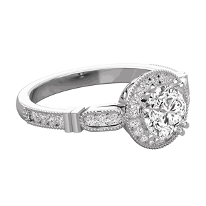 Anillo de Compromiso con Halo y Diamantes Redondos Engastados en Puntas - Product Image 5