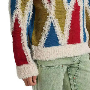New Arrivals Oversized Long Sleeve Anti-Wrinkle Knitted Unisex Wool/Cashmere Men Winter Pullover <b>Sweater</b> with Front Logo - Product Image 5