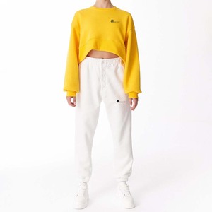 Femmes Crop Top Solide Décontracté Polyester Coton Terry Anti Rétractable 300g Doublé Broderie Hiver - Product Image 2